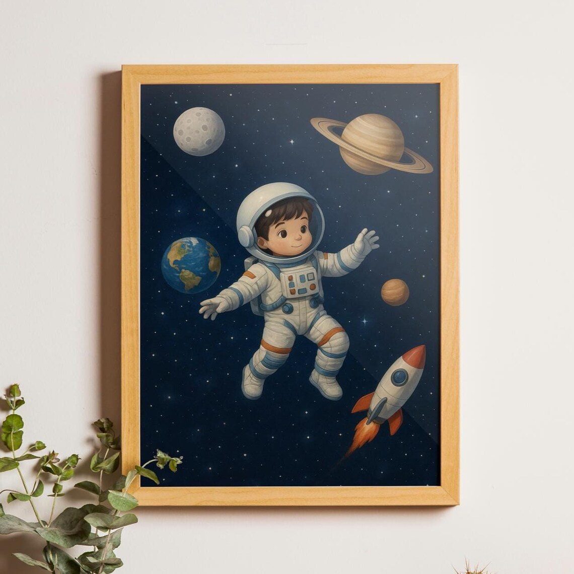 Astronaut Poster For Kids Room Space Wall Art Print Outer Decor Boys Bedroom Nursery Or Playroom