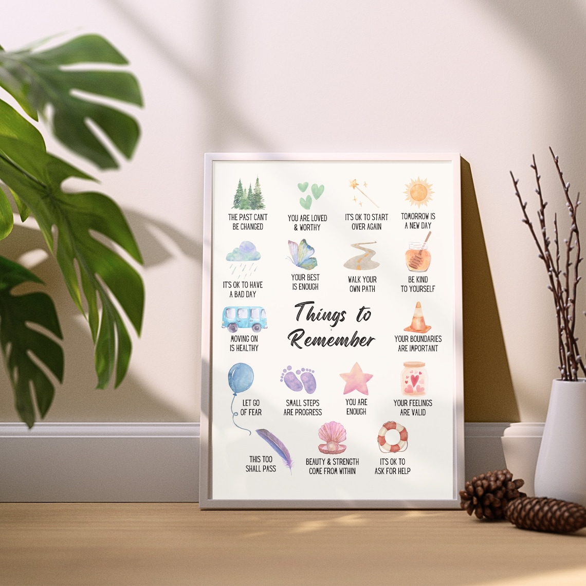 Things To Remember Affirmations, Therapy Office Art Print - Image 2