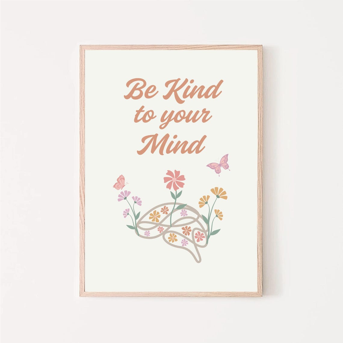 Be Kind to Your Mind Brain Line Art Floral Therapy Office Poster - Image 6