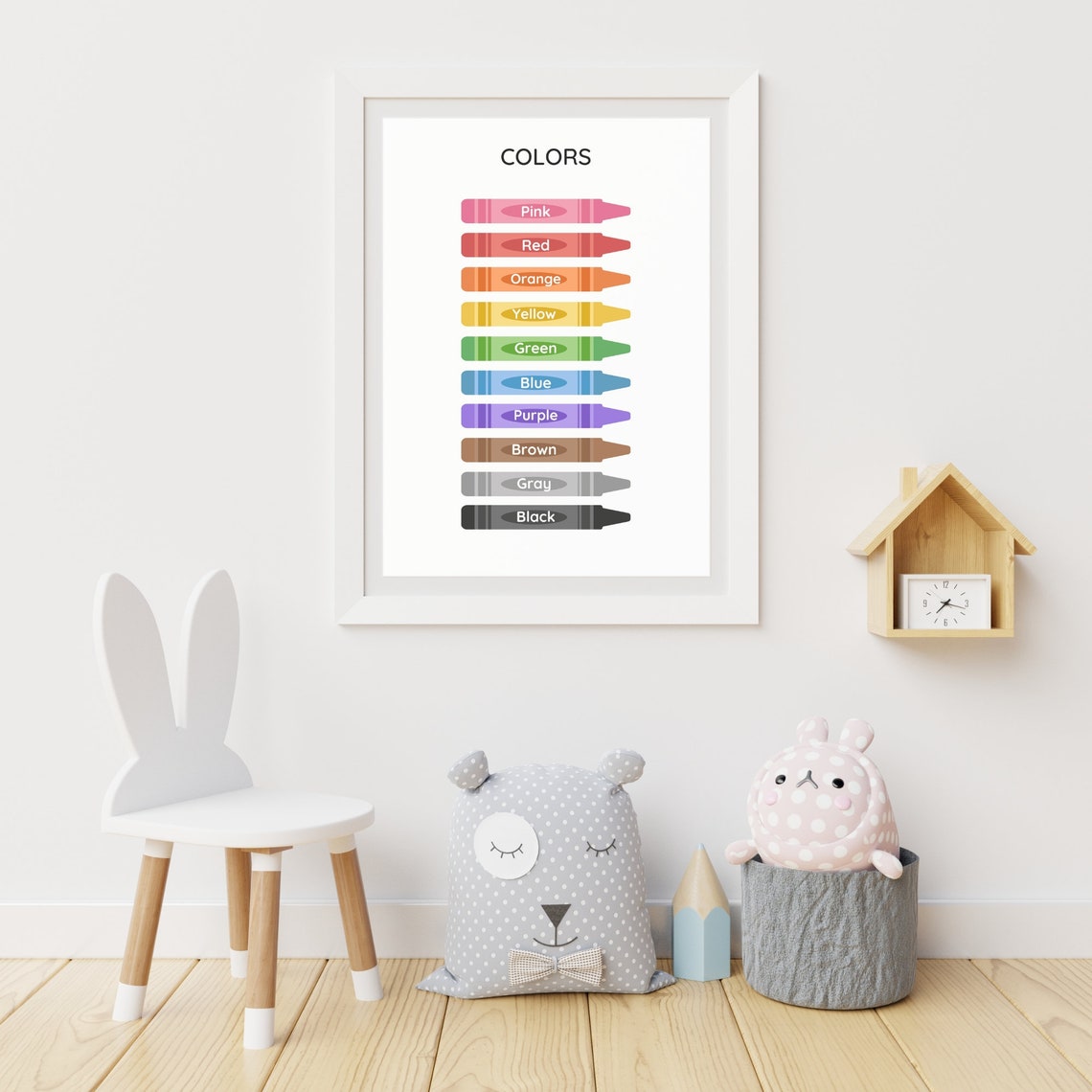 Colors Crayon Chart Rainbow Color Learning Kids Classroom Wall Poster - Image 2