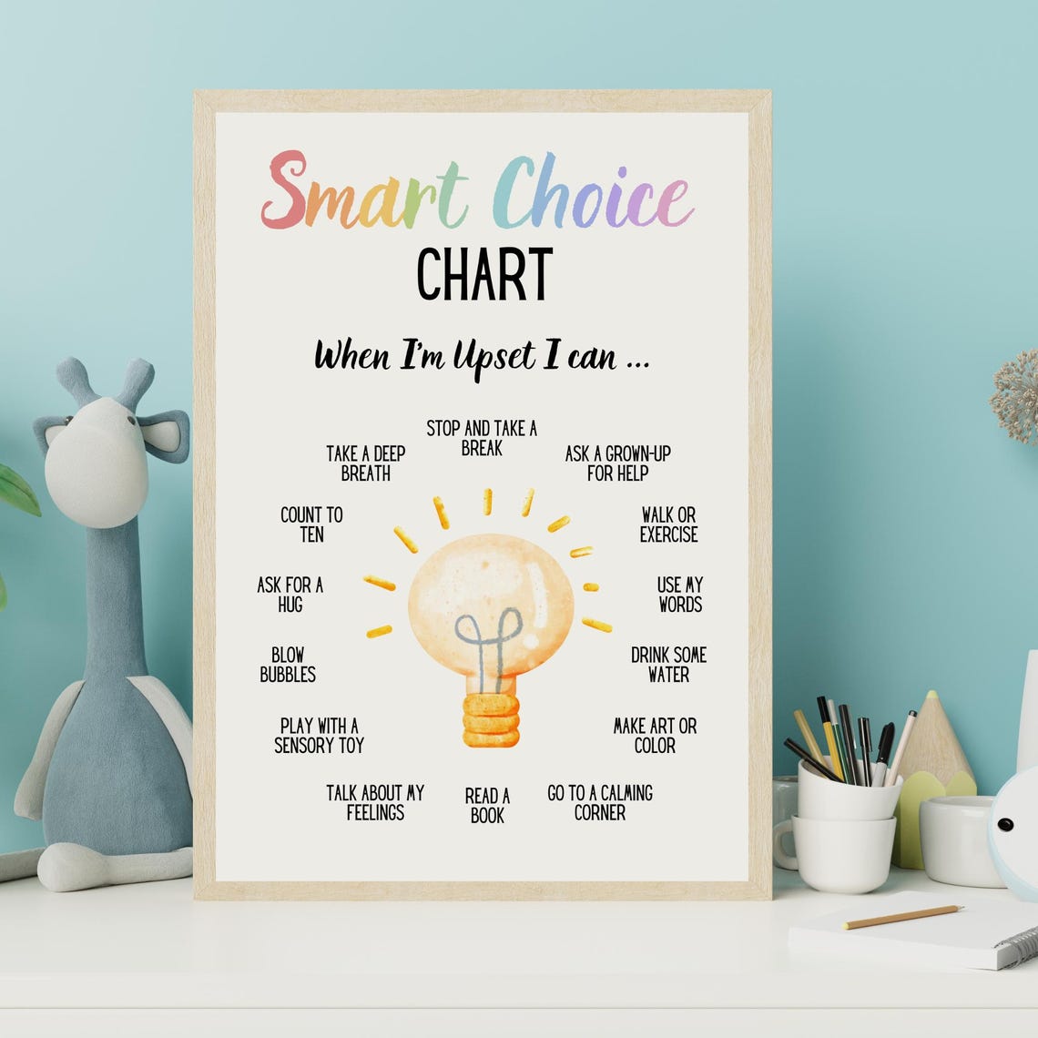 Smart Choice Chart When I Am Upset Coping Strategies Calm Kids Poster - Image 5