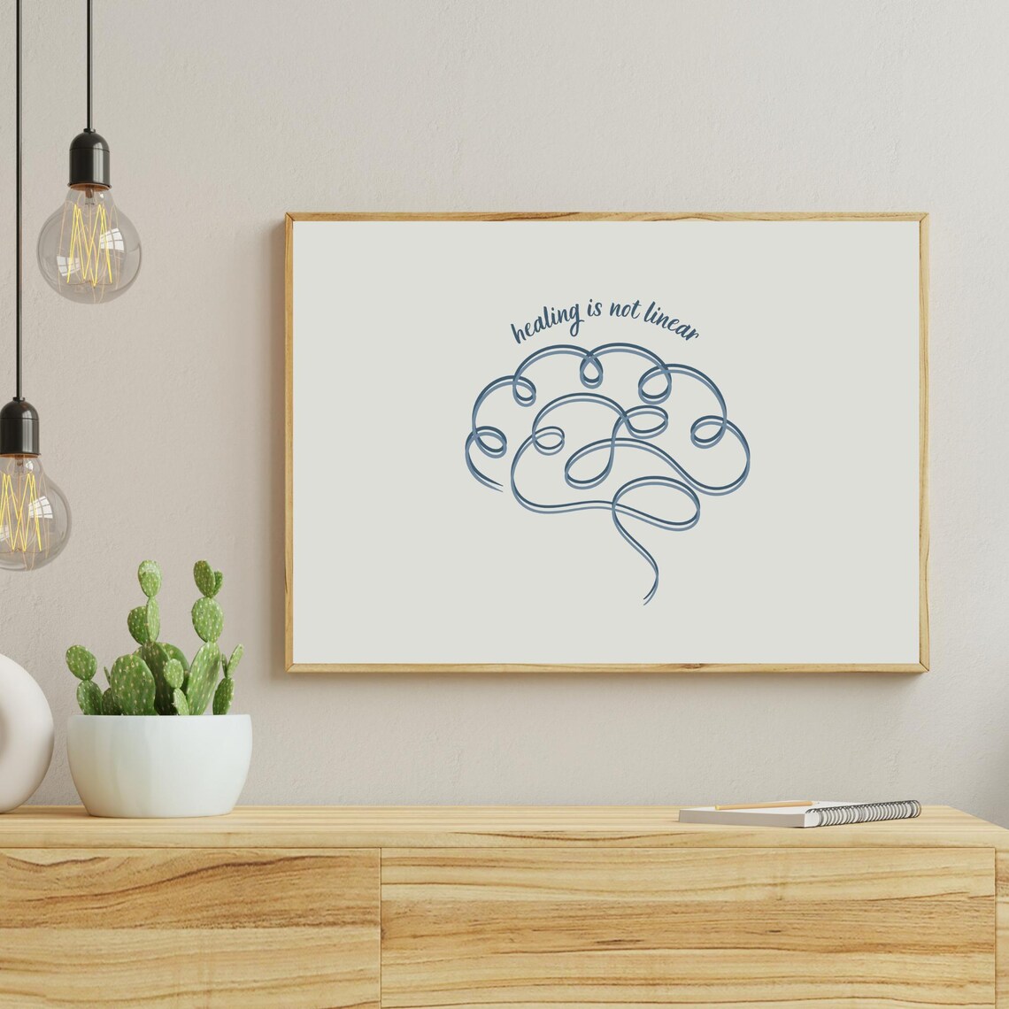 Healing Is Not Linear Brain Line Art Mental Health Awareness Poster - Image 4
