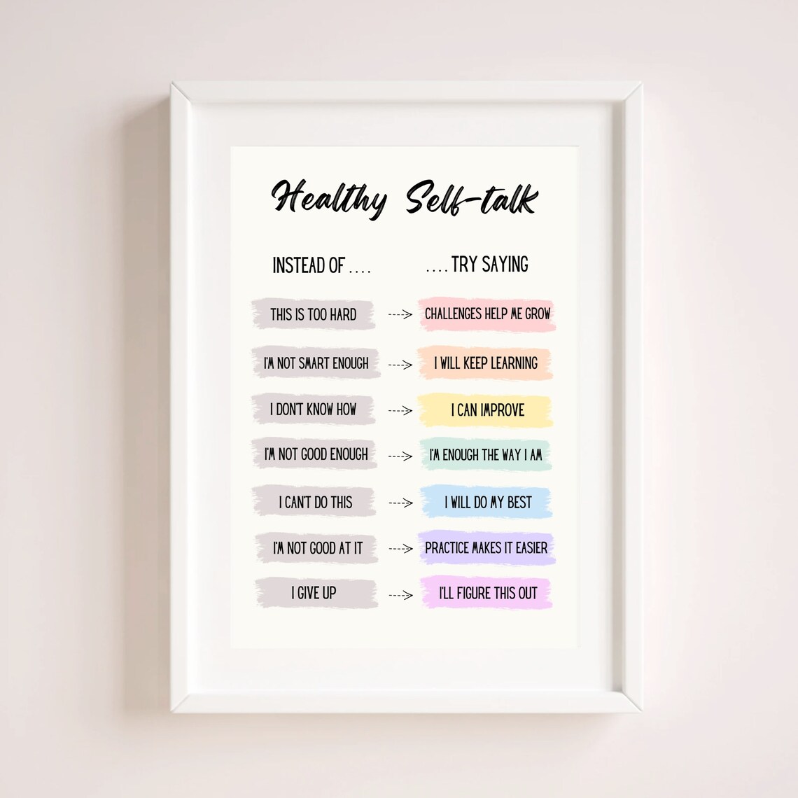 Growth Mindset Self Talk Boho Classroom Decor Poster - Image 6