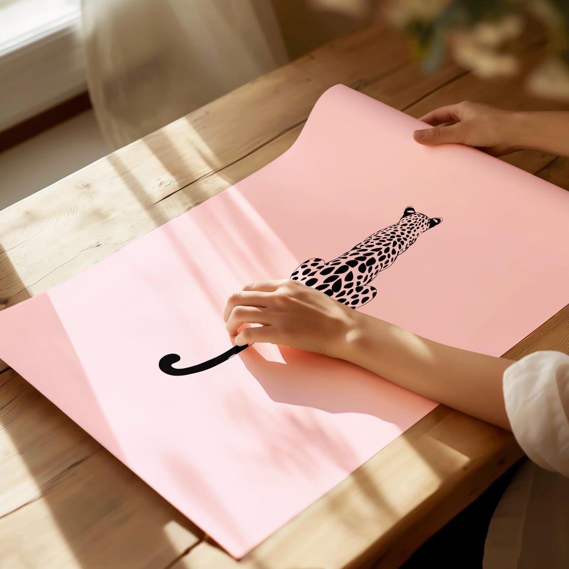Pink Leopard Silhouette Trendy Maximalist Animal Decor Poster - Image 2