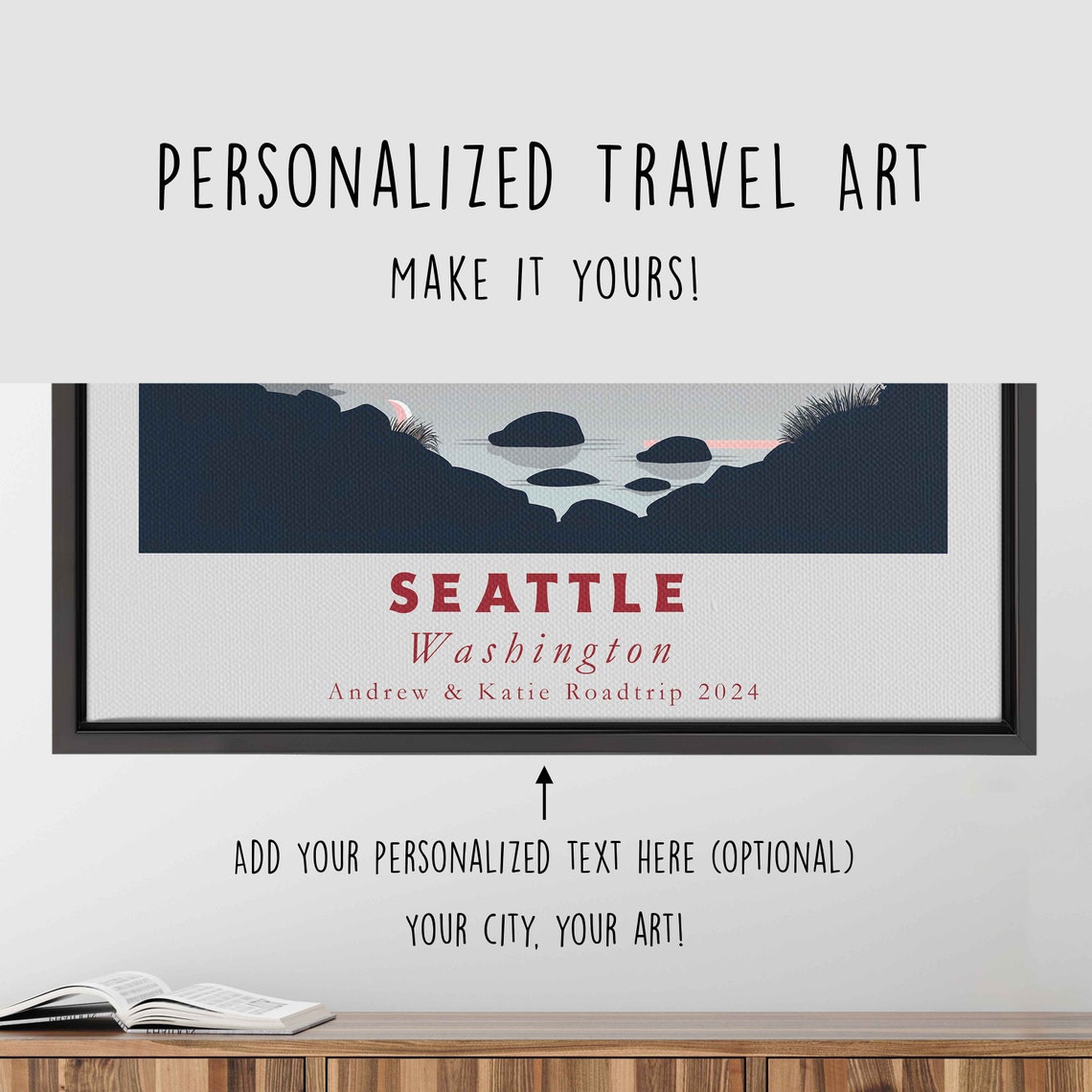 Seattle Washington Space Needle Mount Rainier Sunset Bay Poster - Image 4