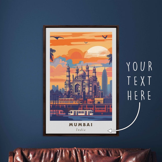 Mumbai India Acrylic Painting Travel Art Framed Wall Art Framed Fine Art Poster Paper Print Travel Home Decor