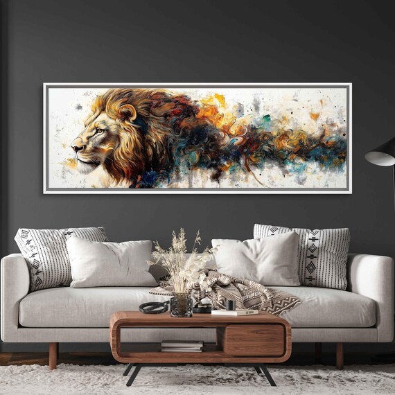 Lion Profile Dissolving Into Abstract Color Strokes Wildlife Art Poster