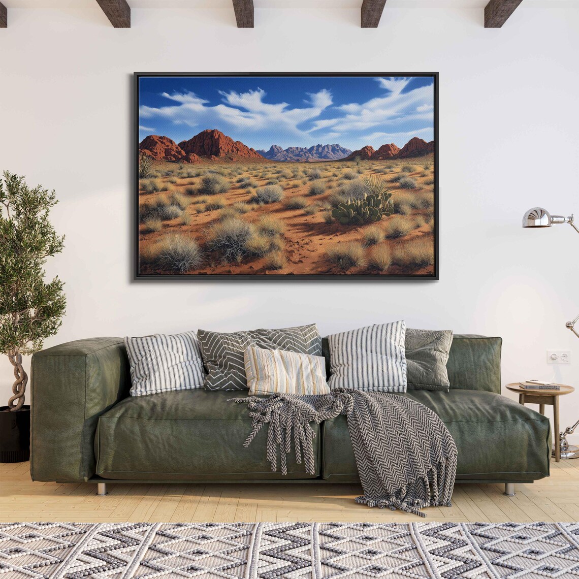 Arizona Desert Landscape Wall Art Print Realistic Blue Sky Red Sandstone Textures
