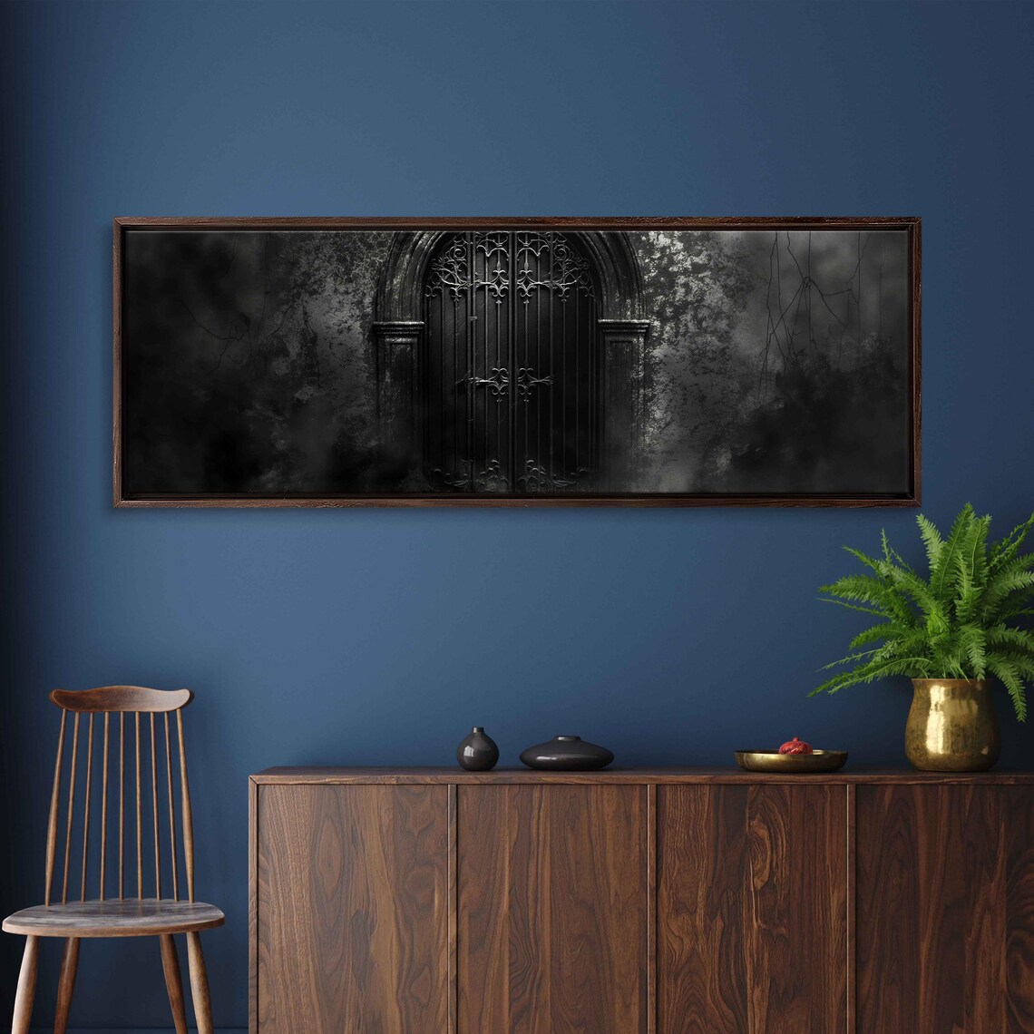 Gothic Crypt Door Ornate Iron Gate Dark Stone Wall Halloween Wall Poster - Image 3