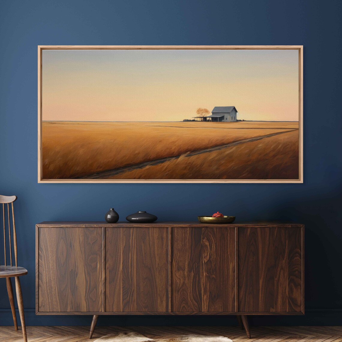 Golden Wheat Field Farmhouse Sunset Minimalist Rural Harvest Print - Image 2