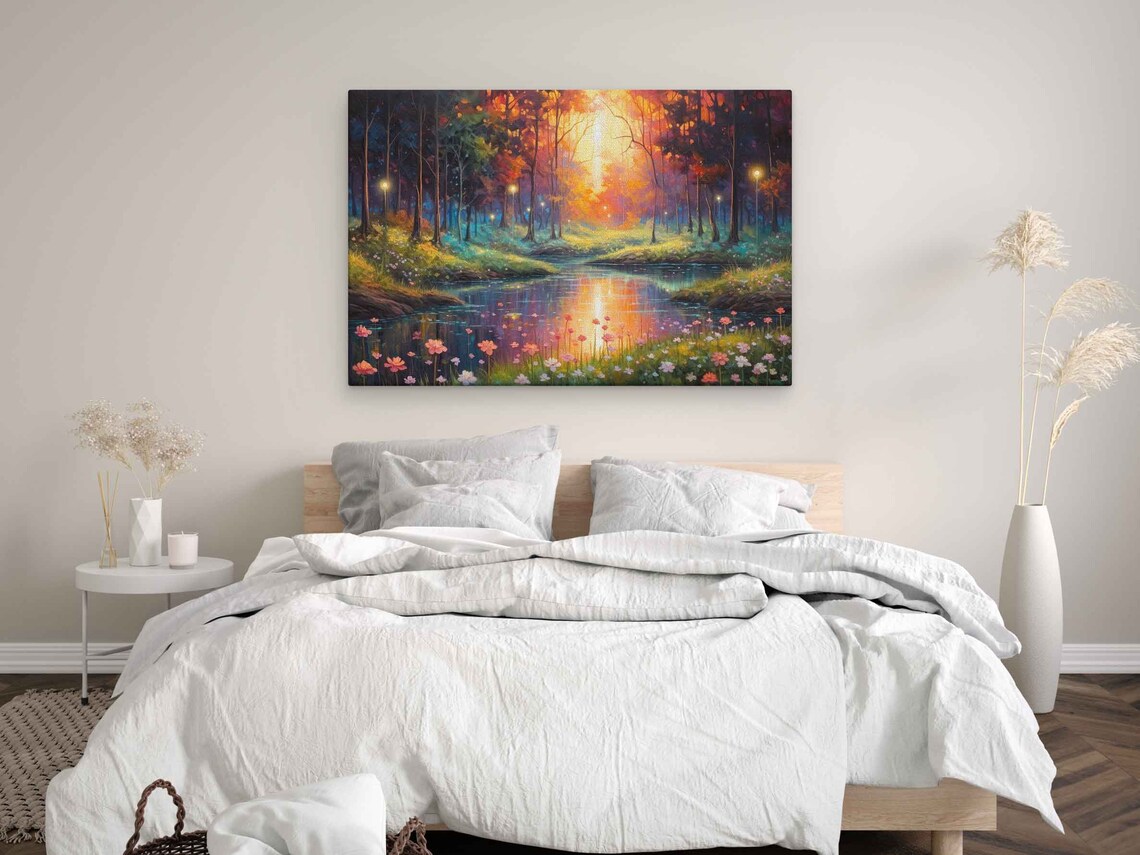 Whimsical Watercolor Magical Forest Print On Ready To Hang Framed Option Housewarming Gift For Her - Image 3