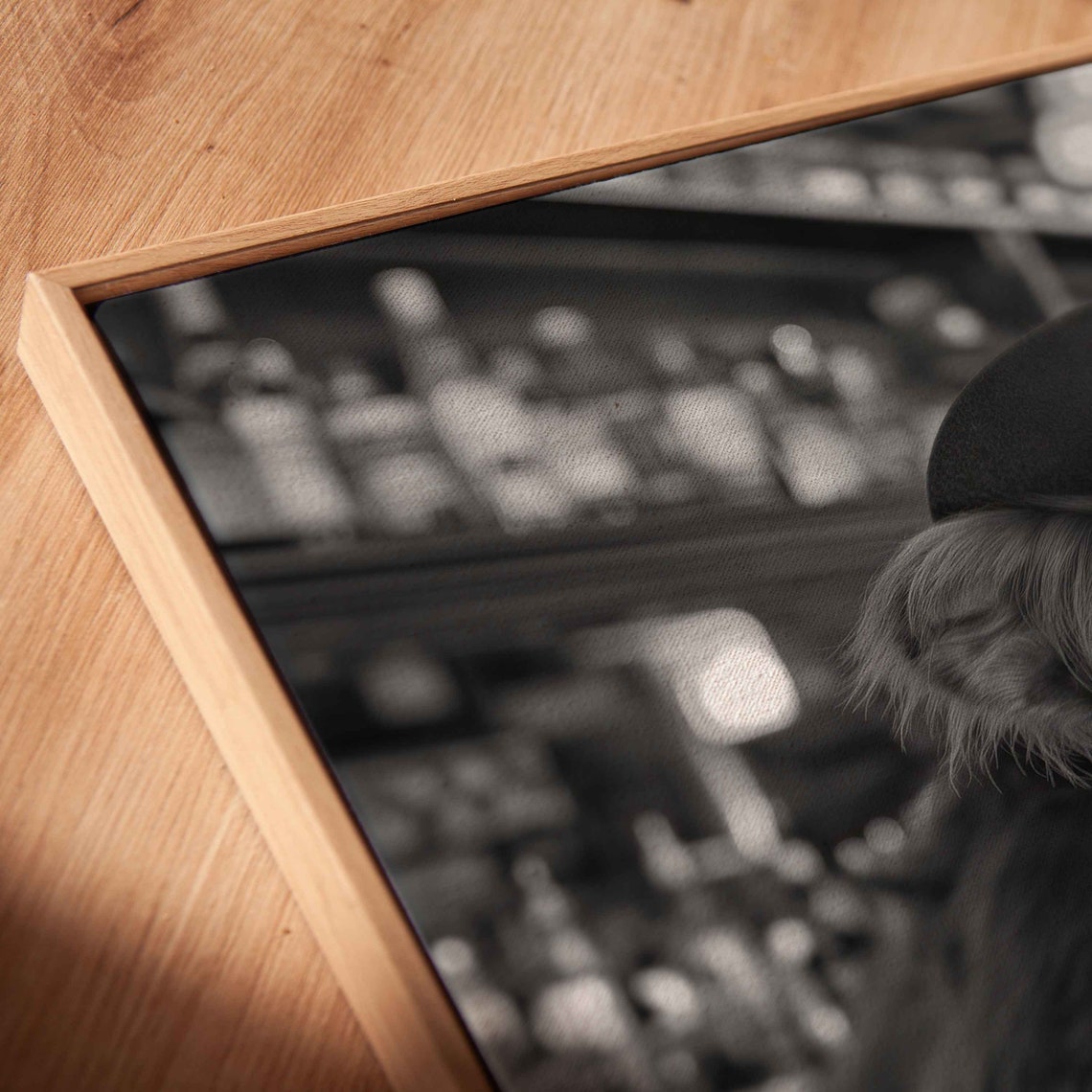 Highland Cow Cowboy Hat Bar Counter Black And White Photo Poster - Image 2