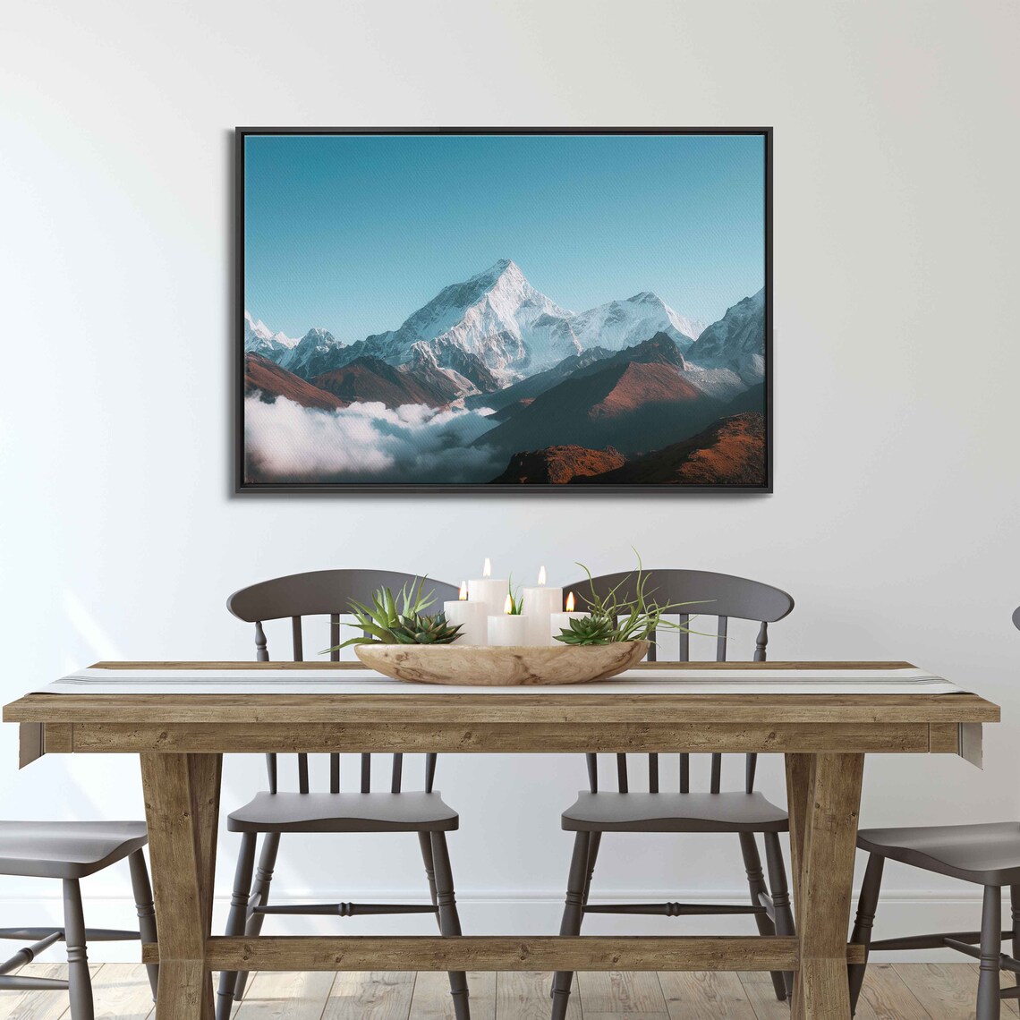 Mount Everest Mountain Range Ejecting Through Clouds Photography Print Wall Art Print Himalayas Ready To Hang - Image 3