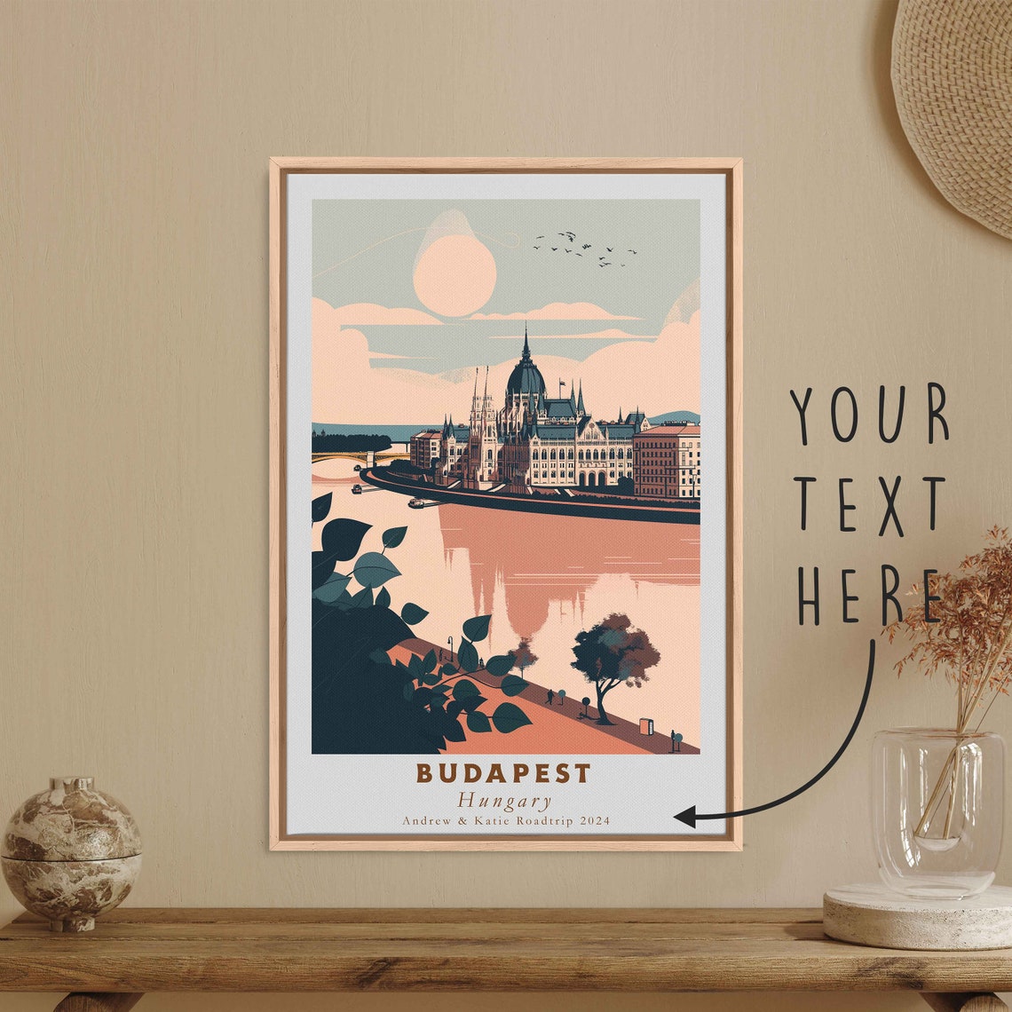 Budapest Hungary Parliament Building Danube River View Travel Poster - Image 3