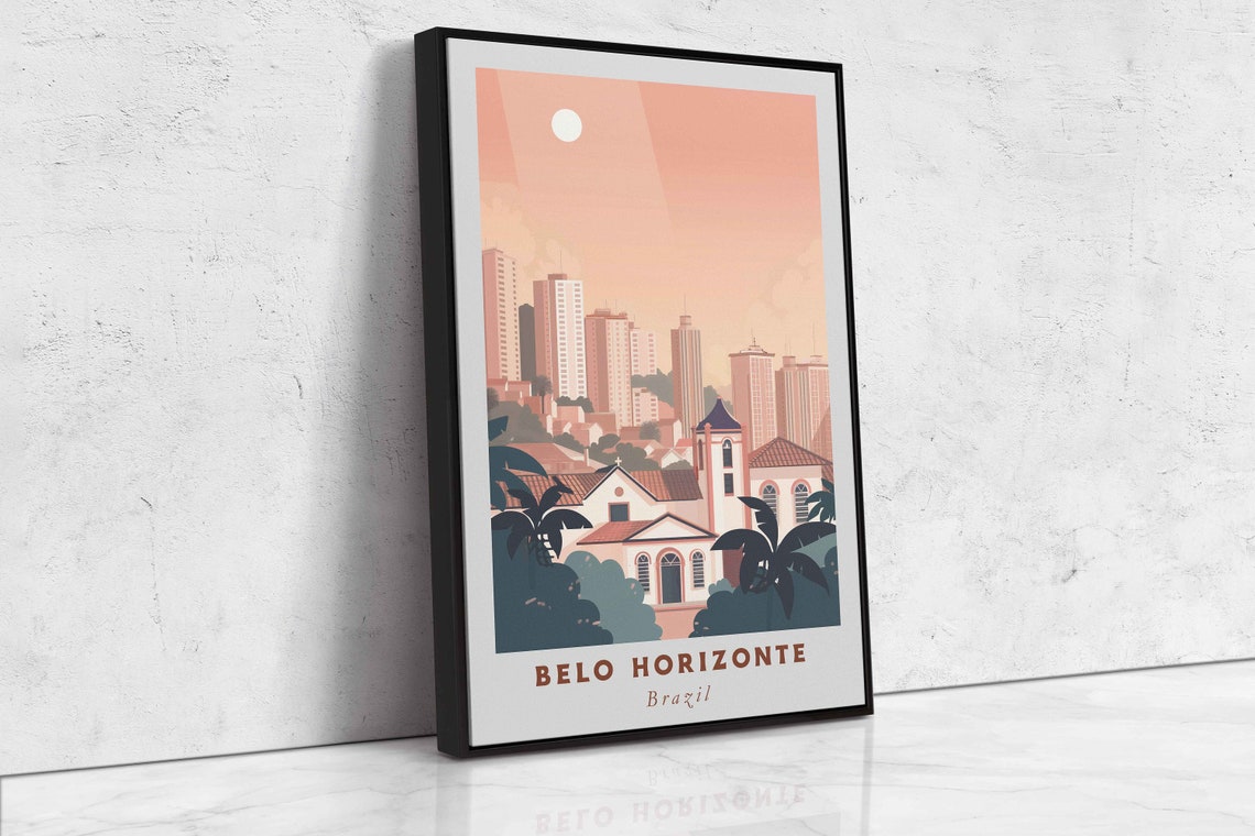 Belo Horizonte Brazil Colonial Church City Skyline Travel Poster - Image 2