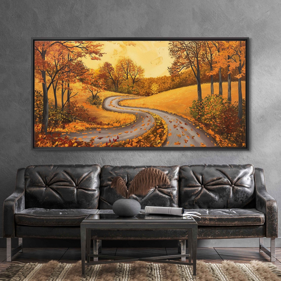 Winding Country Road Autumn Foliage Golden Fall Landscape Poster - Image 3