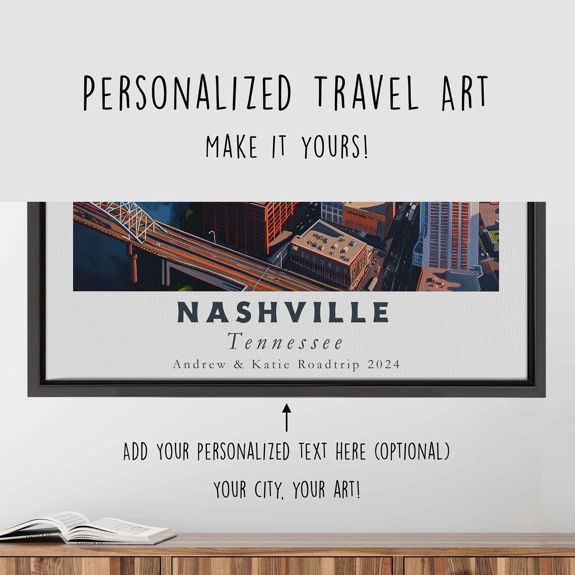 Nashville Tennessee Aerial Skyline Cumberland River Bridges Day Poster - Image 4
