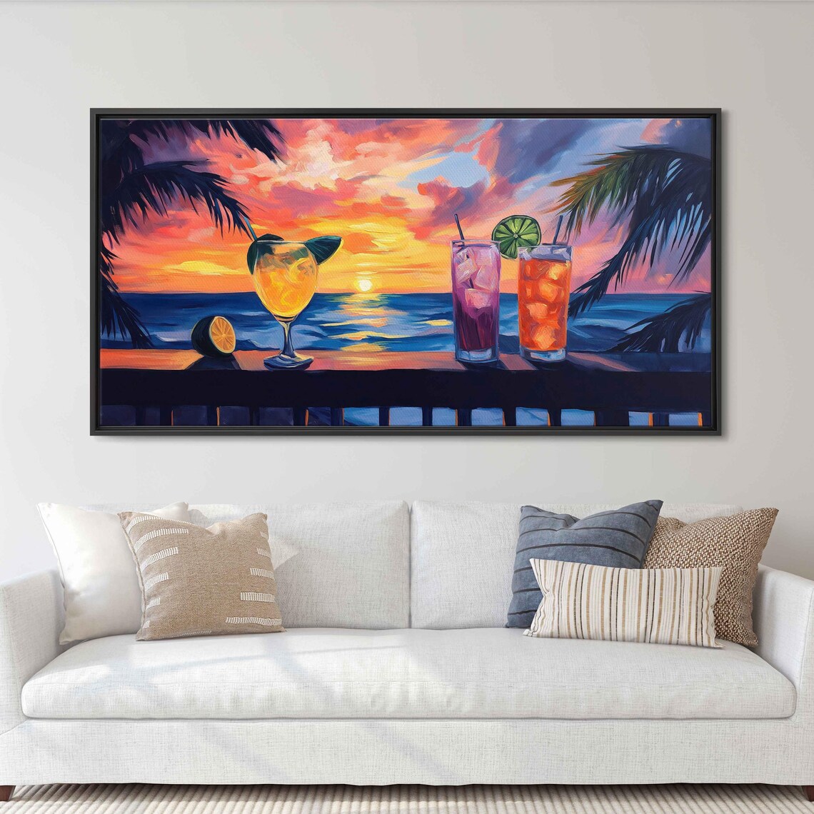 Serene Sunset View With Cocktail Drinks Art Print