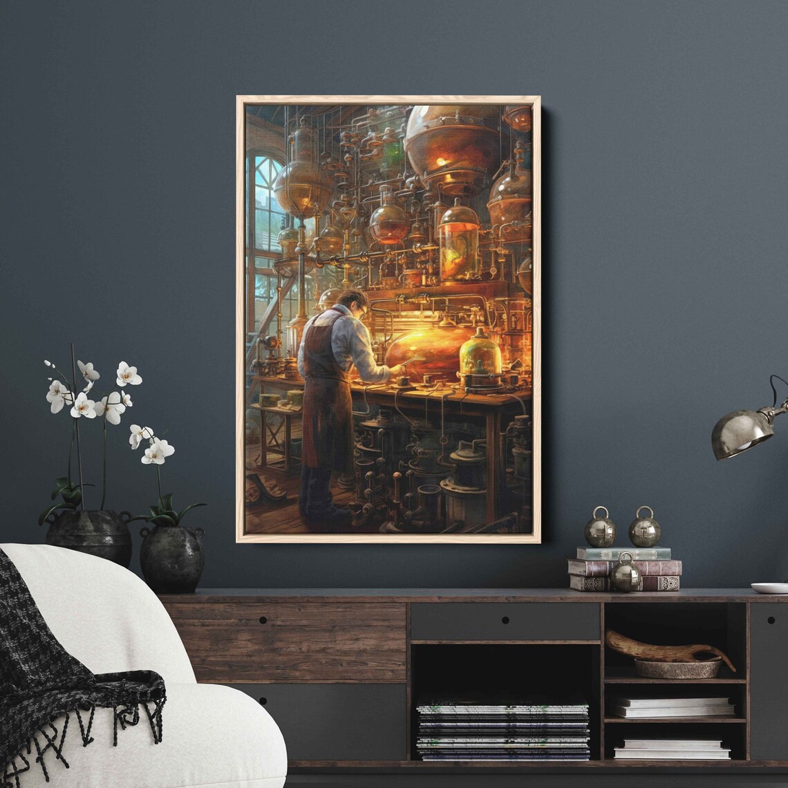 Steampunk Science Lab Experiments Wall Art Print