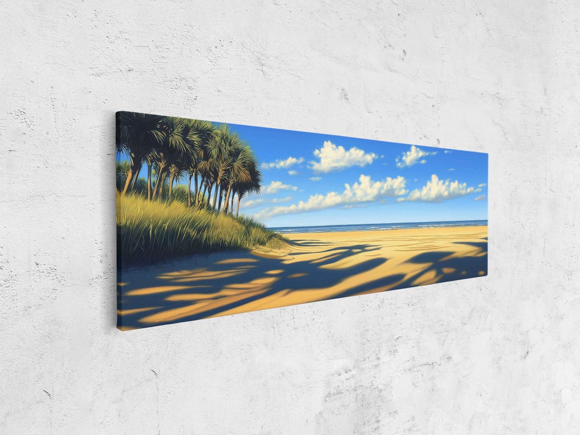 Stunning Kiawah Island Landscape Wall Art Print Palm Shadows Golden Sands Ocean View - Image 4