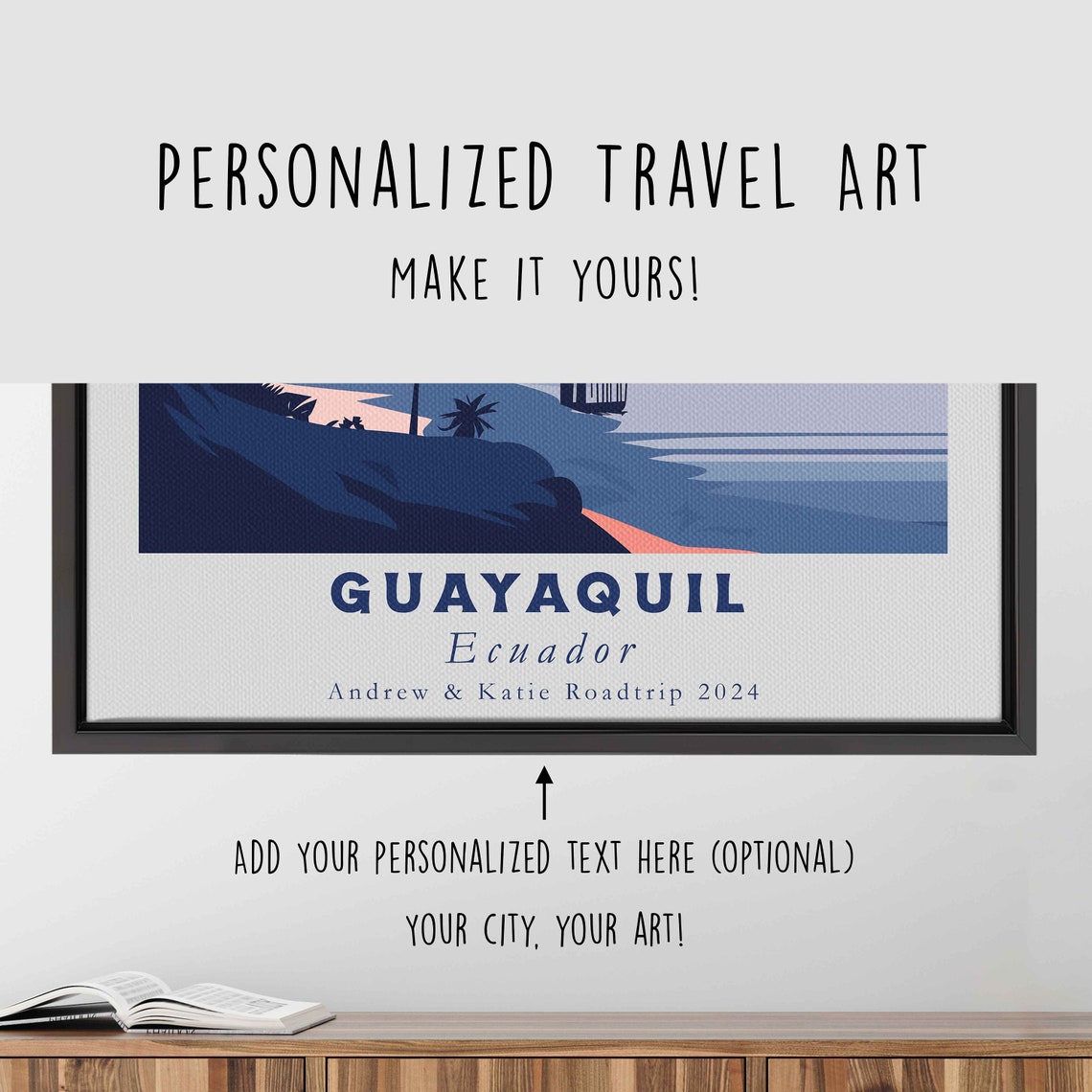 Guayaquil Ecuador Coastal Skyline Palm Trees Sunset Beach Poster - Image 4