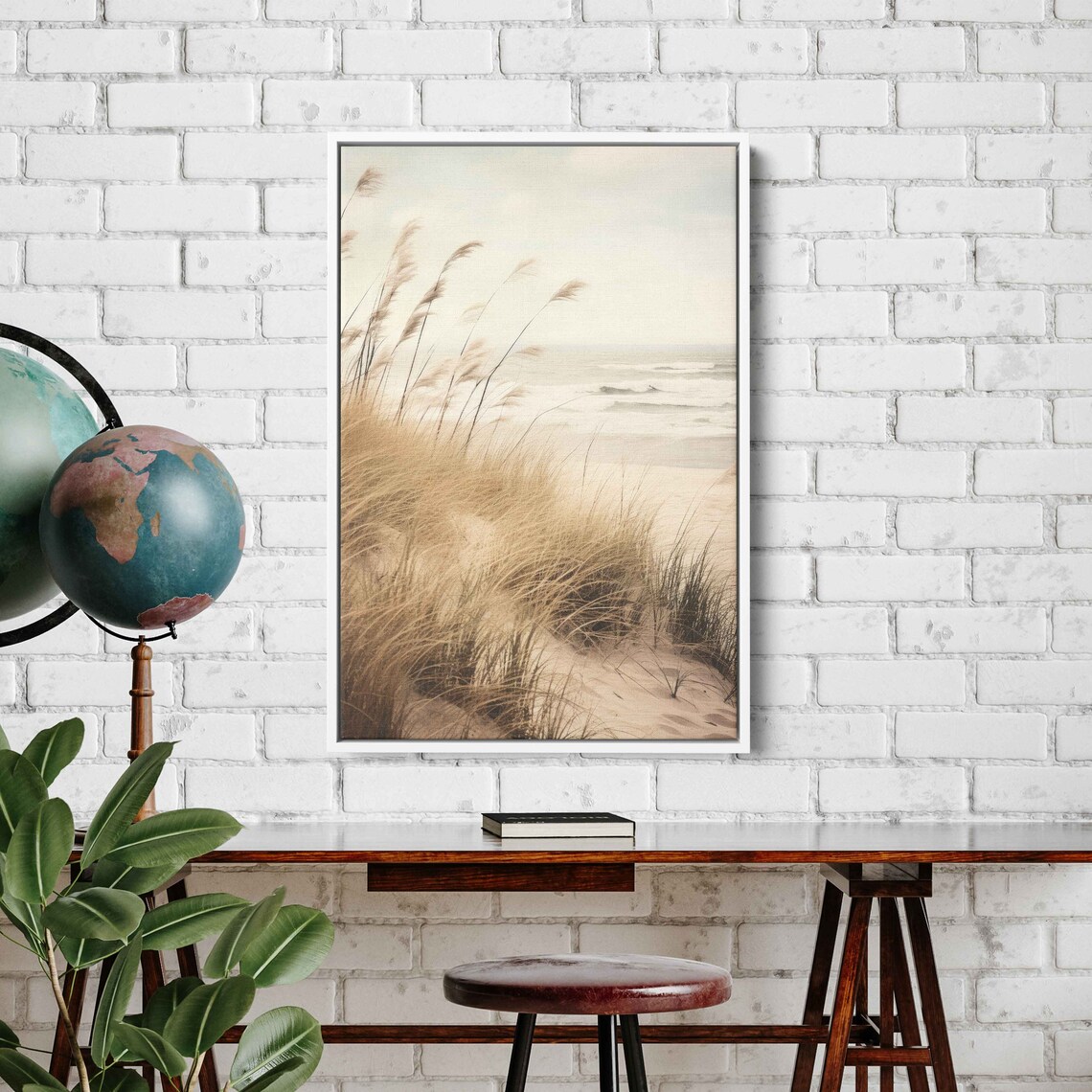 Sea Oats in Wind, Beach House Coastal Art Print - Image 3