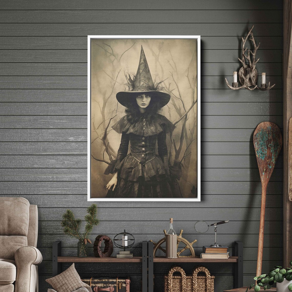 Spooky Witch Painting, Scary Halloween Art Print - Image 2