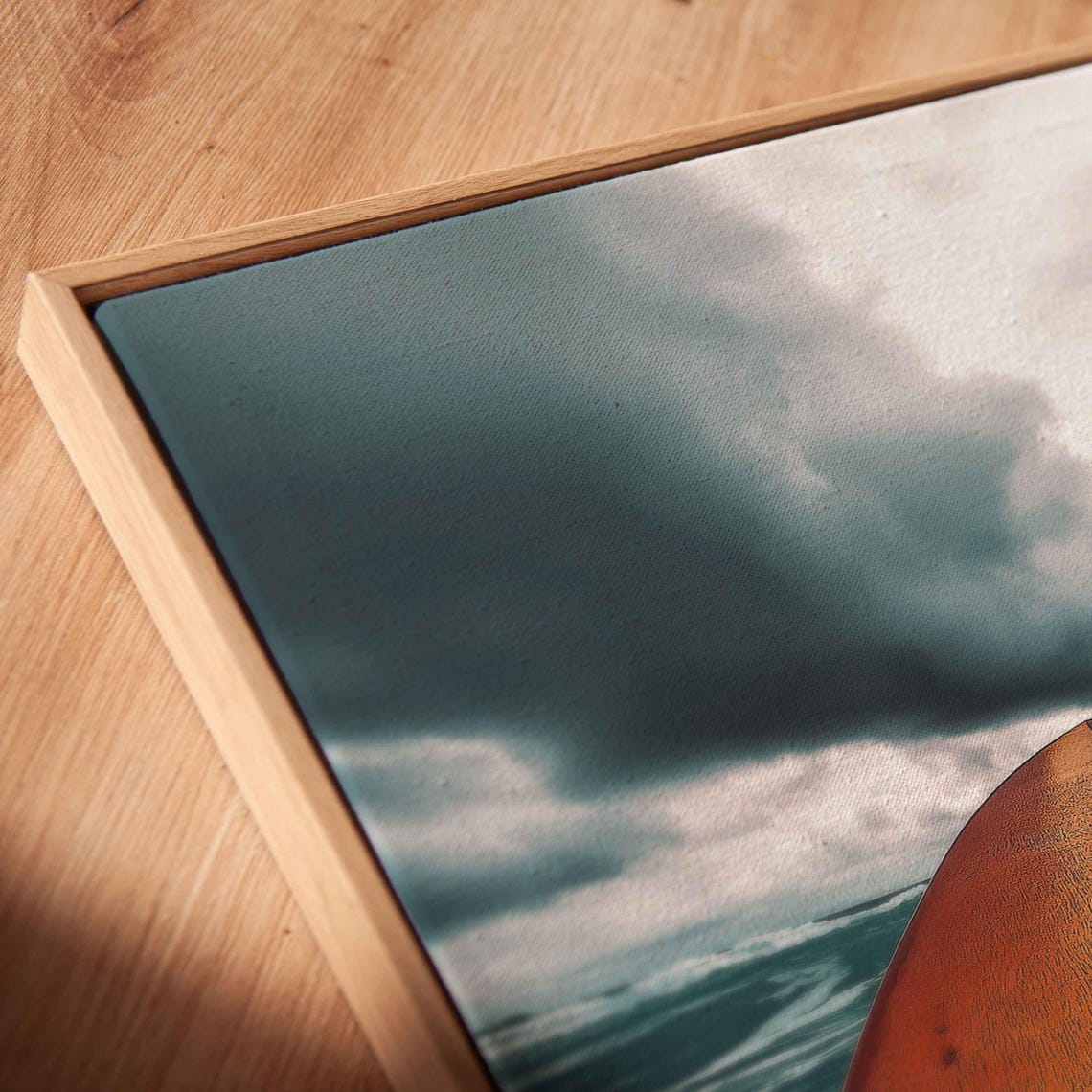Classic Wooden Surfboard Wall Art Print Mahogany Grain Retro Stickers Beach Life Essence - Image 2