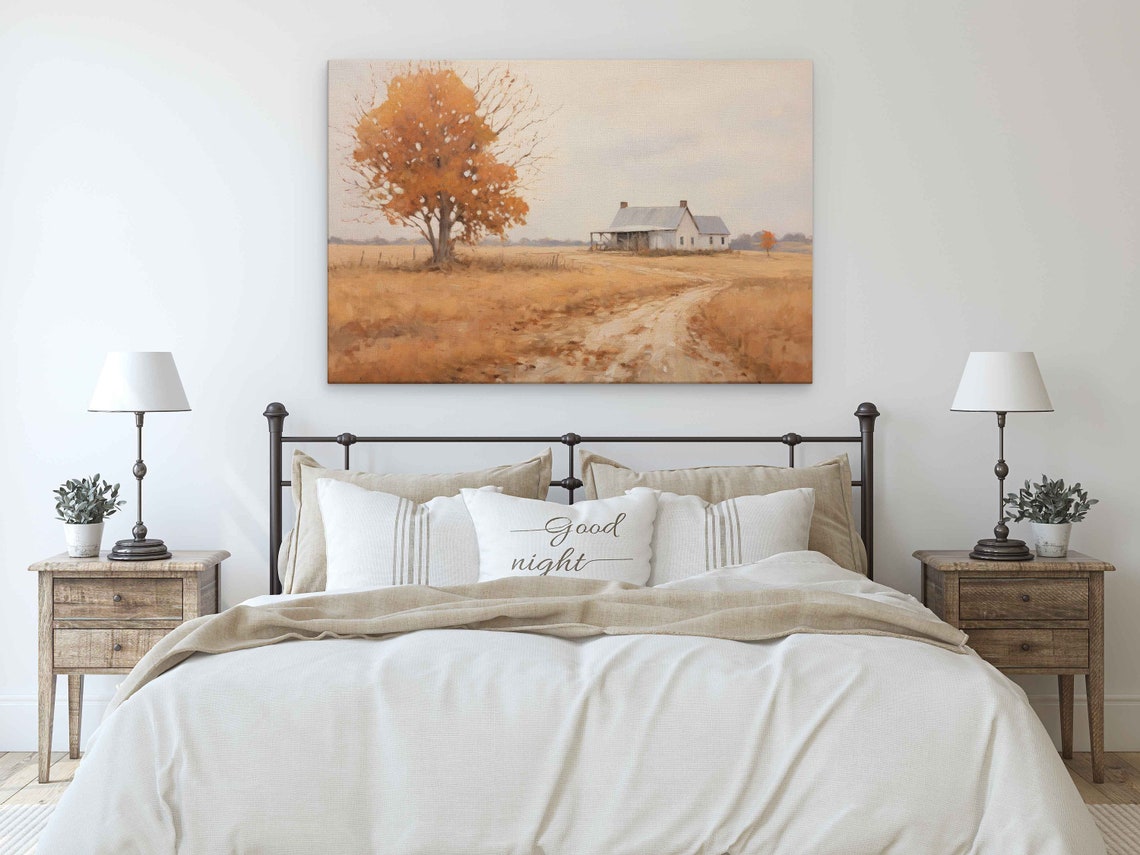 Rustic Farm Vintage Painting Framed Print Ready To Hang Farmhouse Decor - Image 3