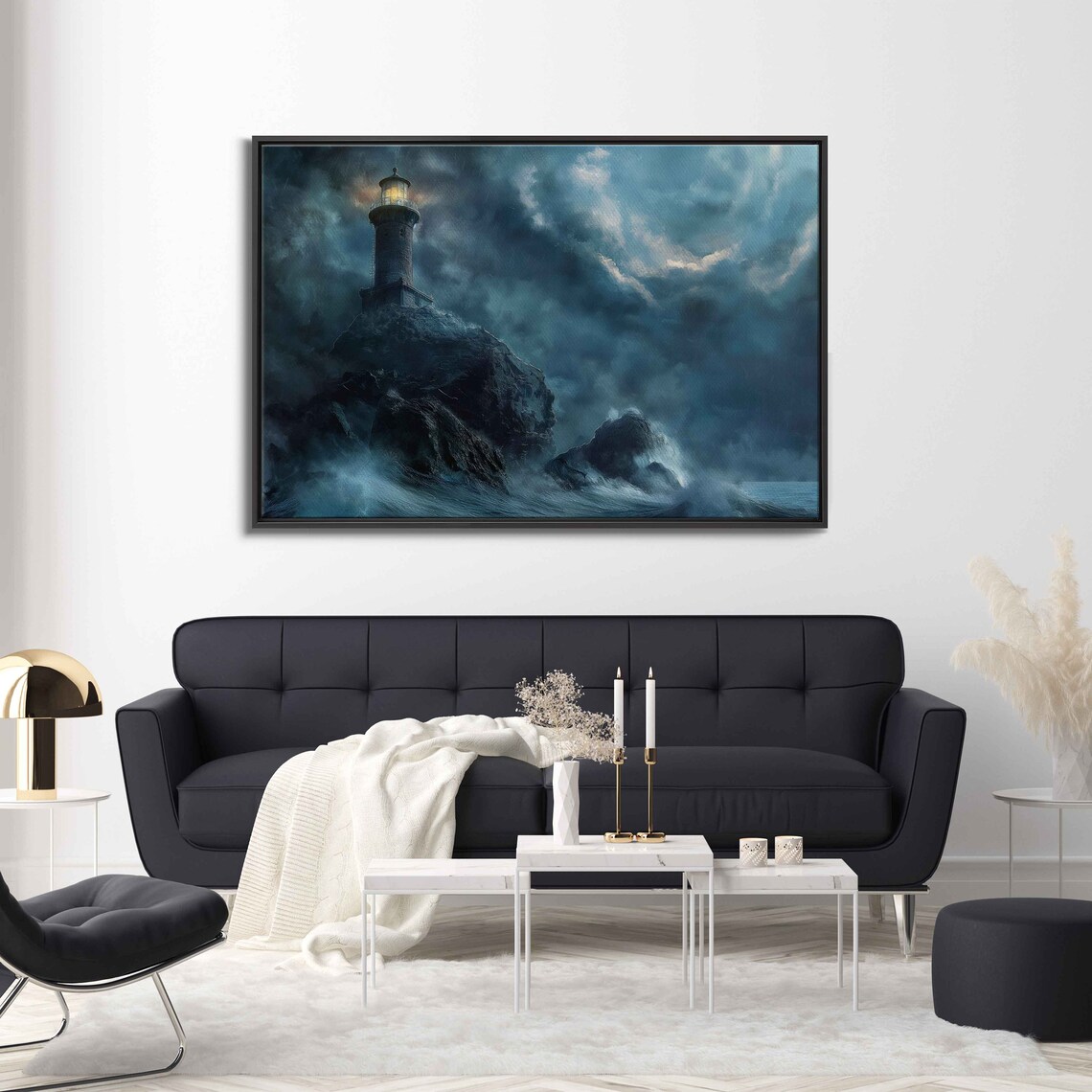 Spooky Abandoned Lighthouse, Oceanside Cliff Art Print