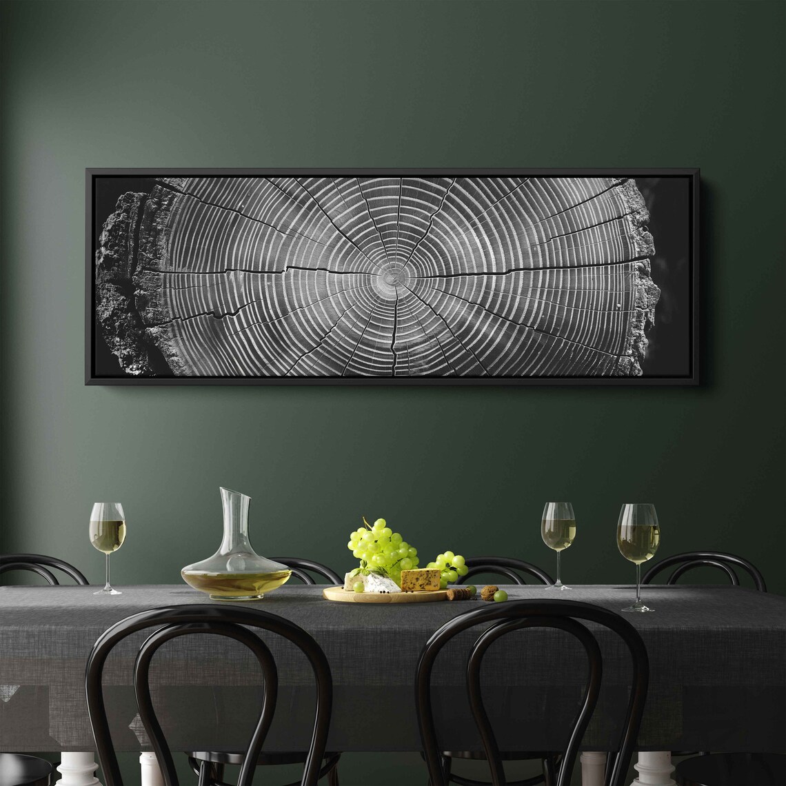 Tree Trunk Cross Section Growth Rings Black White Photo Art Print - Image 2