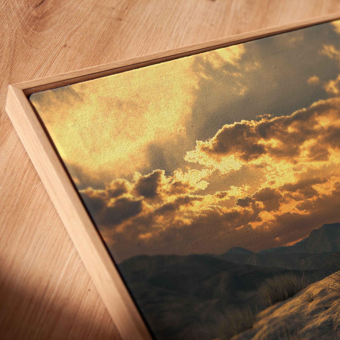 Agave on Rocky Hillside Dramatic Golden Sunset Clouds Poster - Image 2