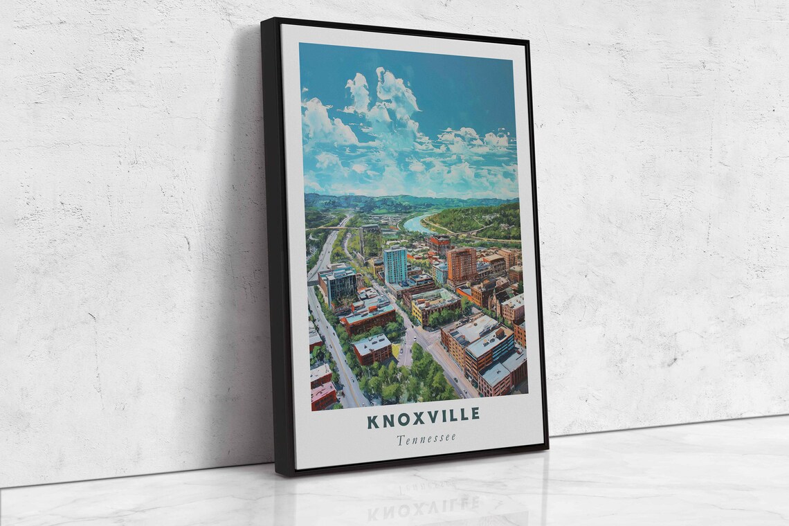 Knoxville Tennessee Aerial Downtown River Green Hills Day Poster - Image 2