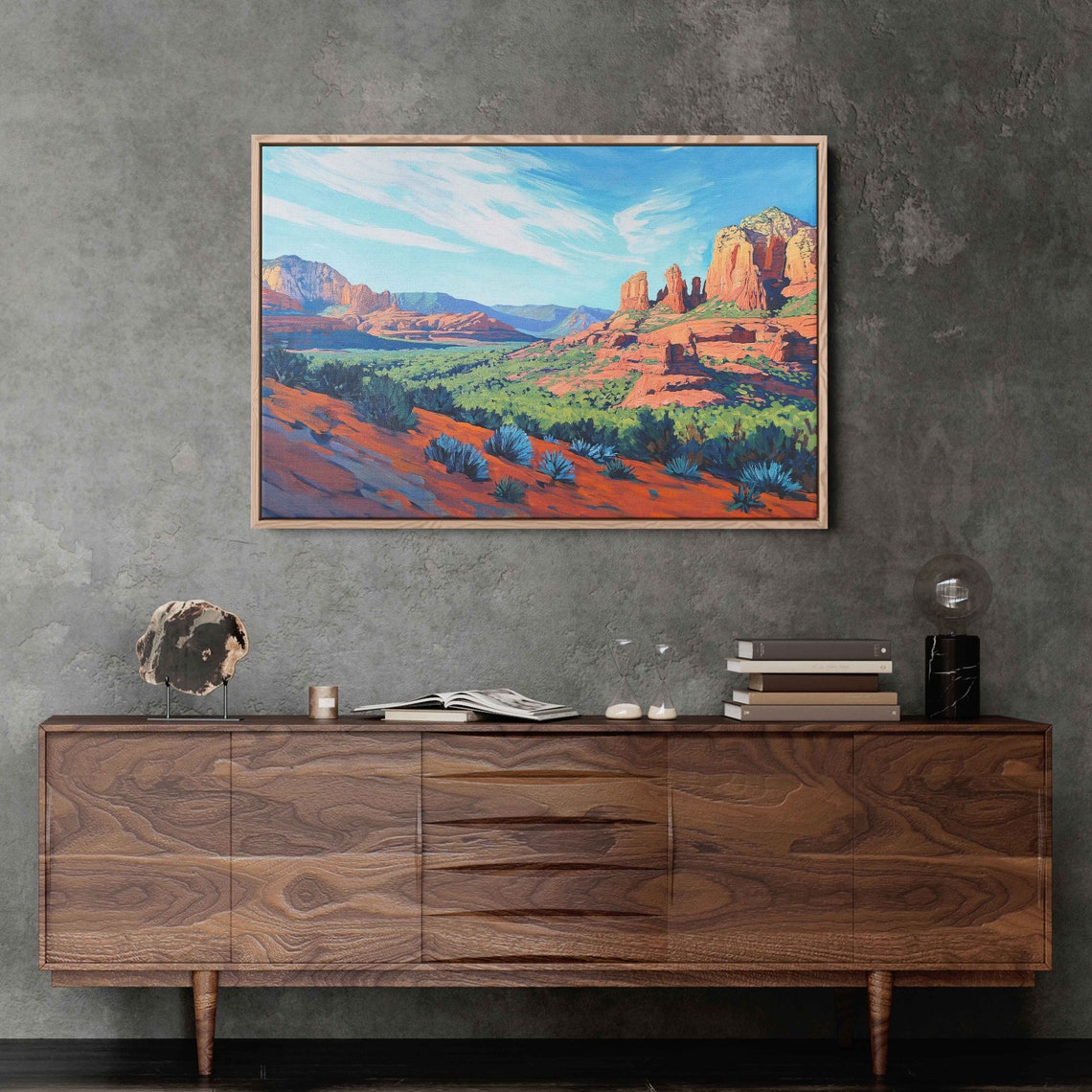 Sedona Arizona Red Rock Buttes Valley Green Brush Agave Art Poster - Image 3