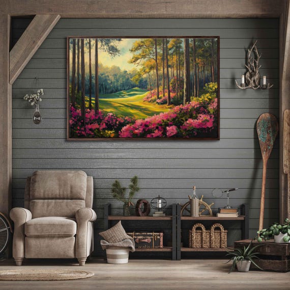 Augusta National Golf Course Green Wall Art Print Gift For Golfer Beautiful Foliage Azaleas Gift For Him Ready To Hang