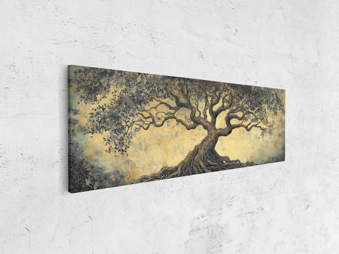 Ancient Tree Of Life Gnarled Roots Golden Textured Painting Art Poster - Image 4