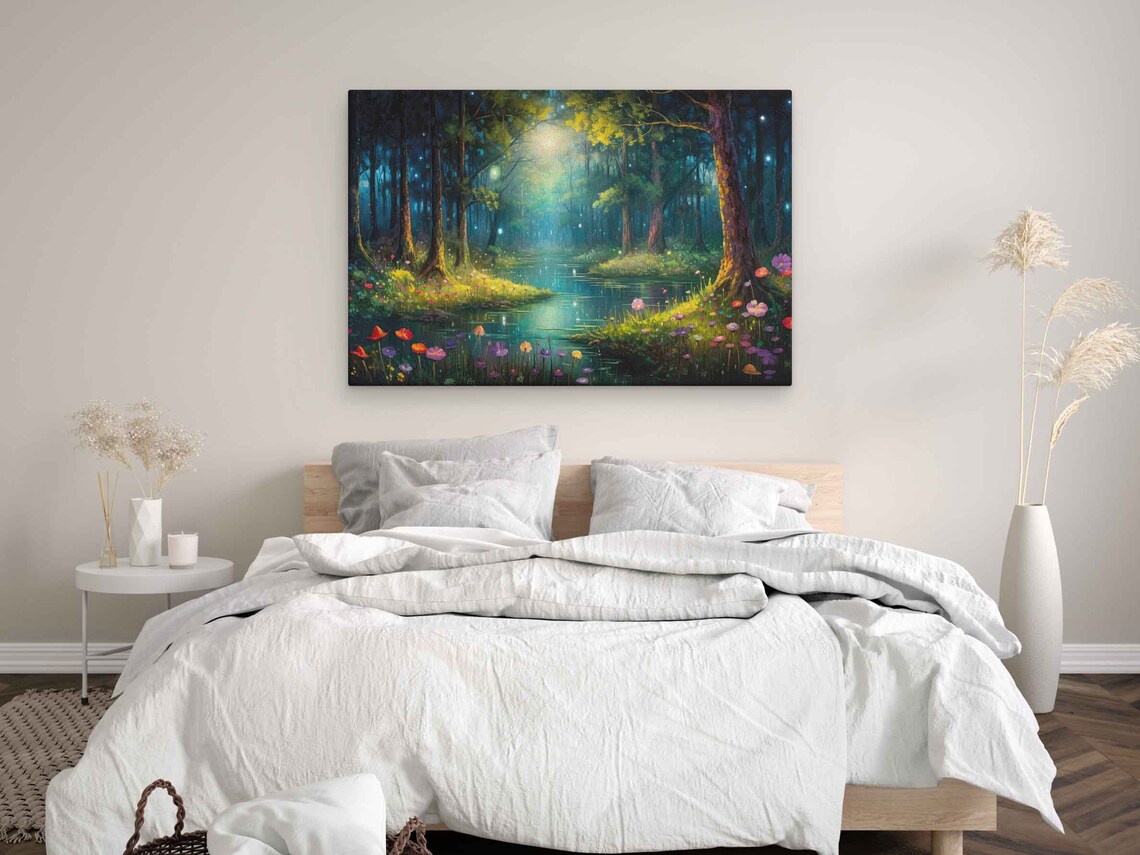 Whimsical Watercolor Magical Forest Print On Ready To Hang Framed Option Housewarming Gift For Her - Image 3