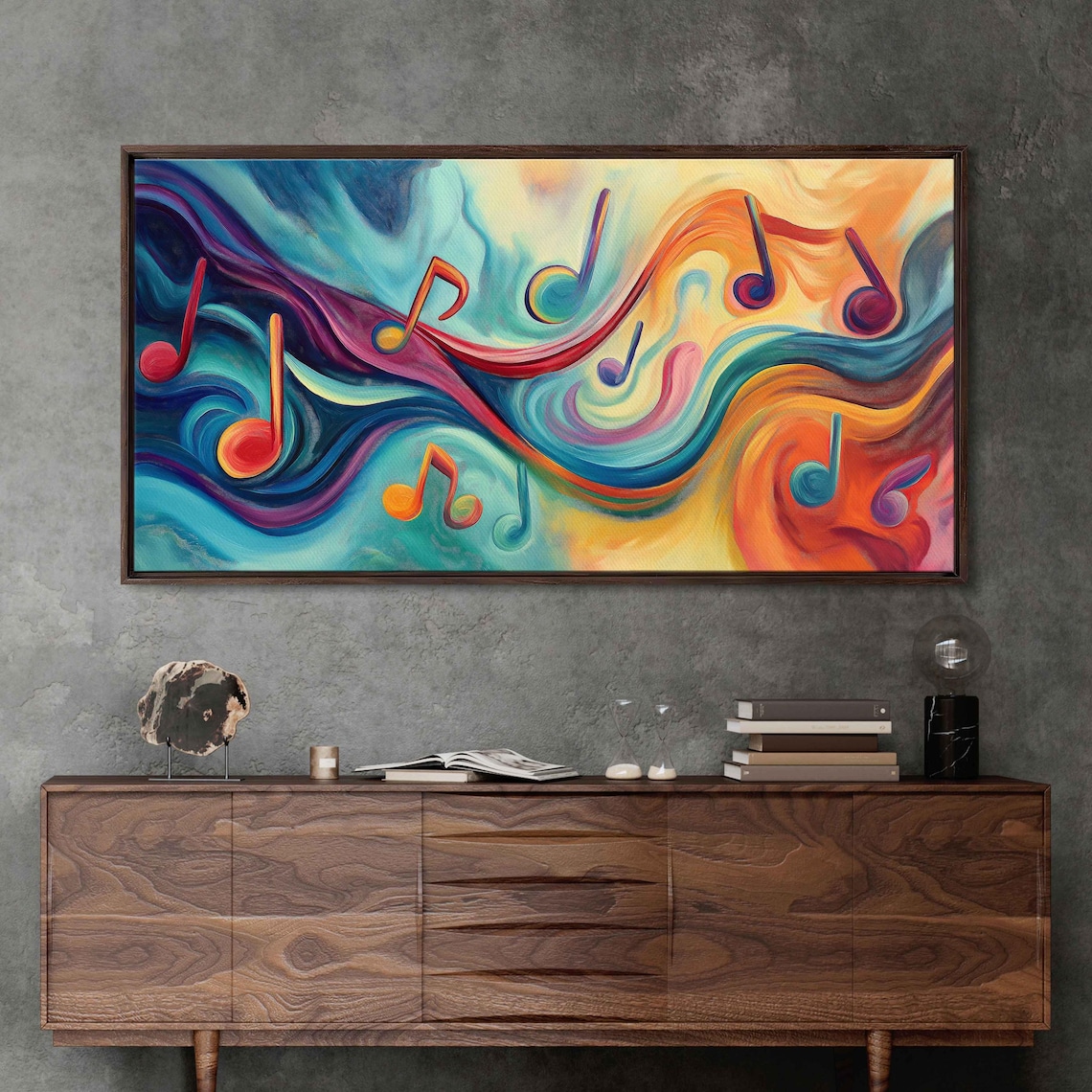 Musical Notes Dancing in Color, Music Art Print