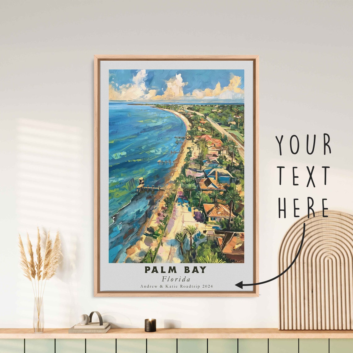 Palm Bay Florida Ocean Beach Aerial Shoreline Coastline Travel Poster - Image 3