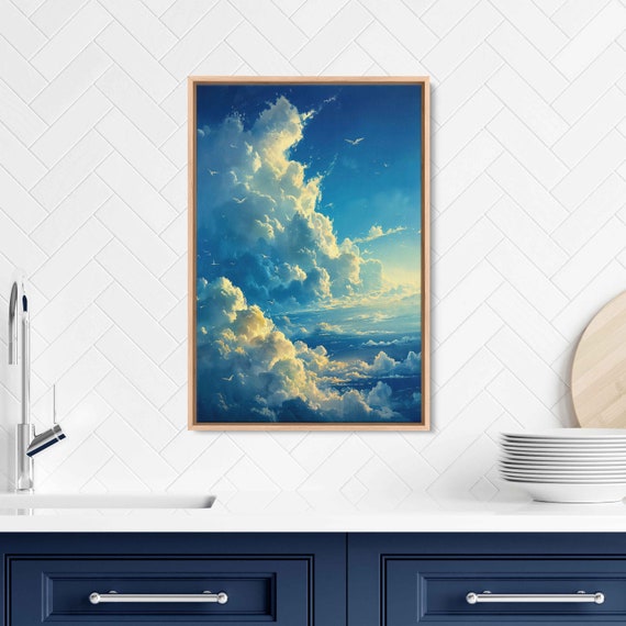 Giant Fluffy Clouds Wall Art Print Sky Painting Ethereal Clouds Cloudy Skies Ready To Hang