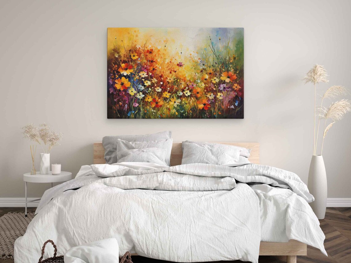 Colorful Wildflowers Oil Painting Modern Palette Oil Painting Print On Ready To Hang Mothers Day Gift Gift For Moms - Image 3