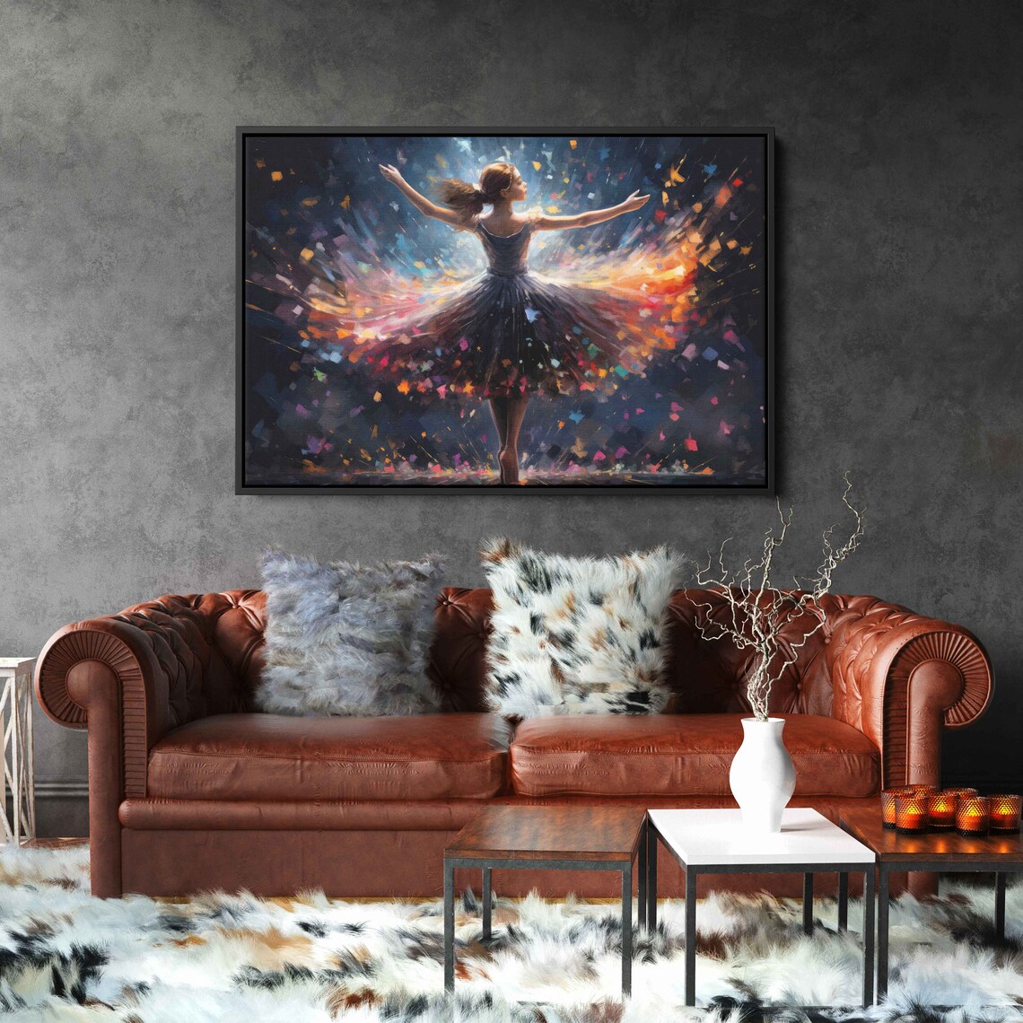 Colorful Ballerina Dancer Paint Splash Tutu Dynamic Movement Art Poster - Image 2