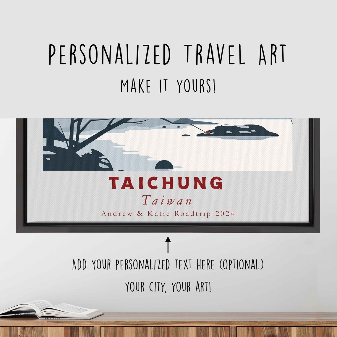 Taichung Taiwan Tower Over Bridge Minimal Winter Scene Travel Poster - Image 4