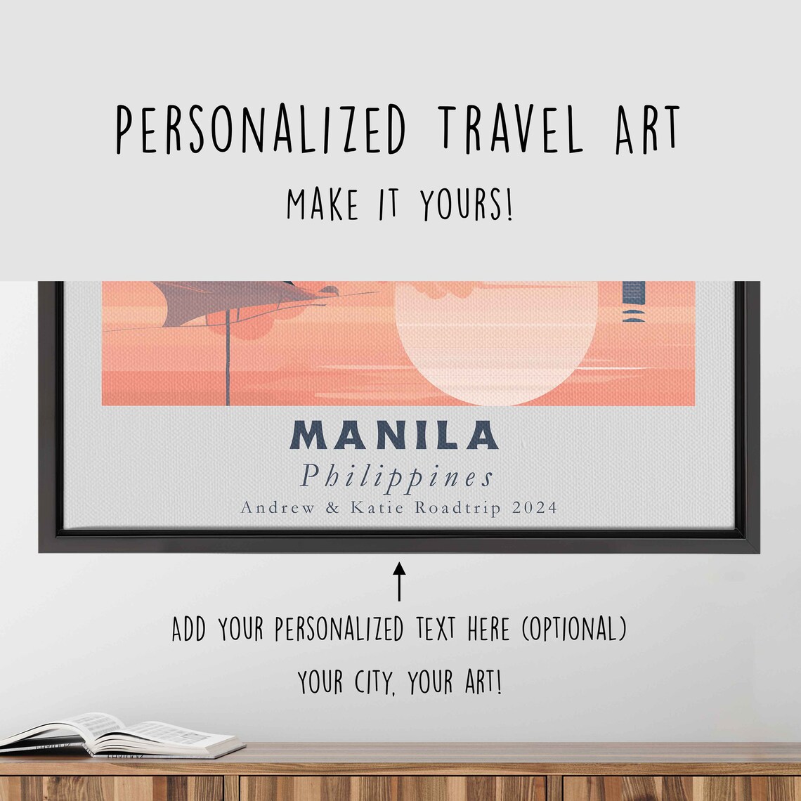 Manila Philippines Sunset Bay Skyline Sailboats Pink Sky Travel Poster - Image 4