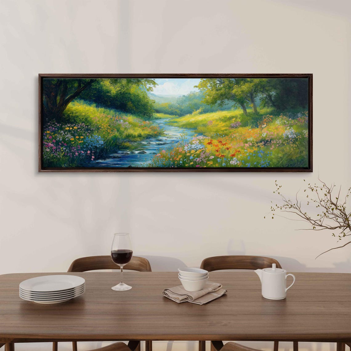 Winding Stream Flowing Through A Blooming Wildflower Valley Poster - Image 3