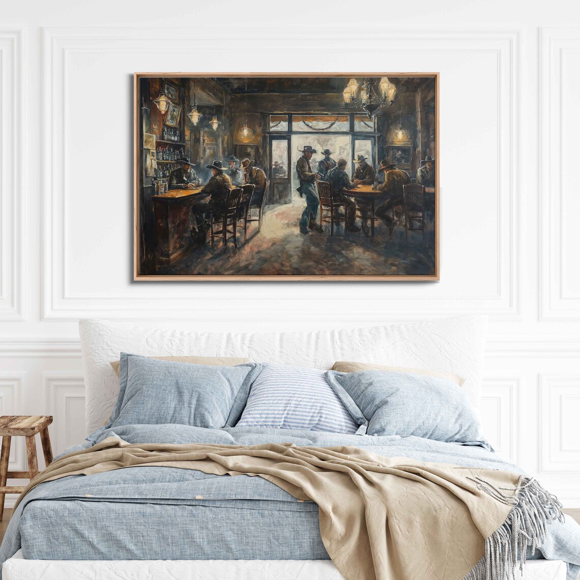 Old West Saloon Cowboys Western Interior Scene Painting Art Print