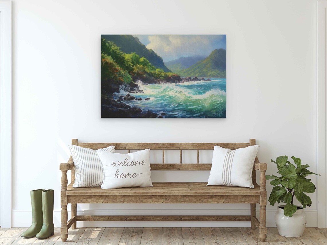Hana Hawaii Coast Modern Oil Painting Art Print - Image 2