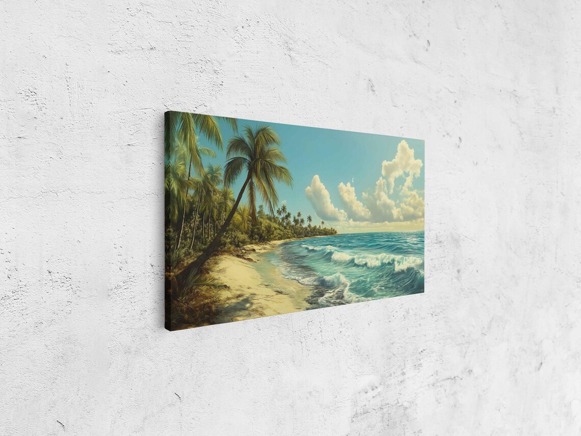 Tropical Ocean Landscape, Palm Trees Serenity - Image 4