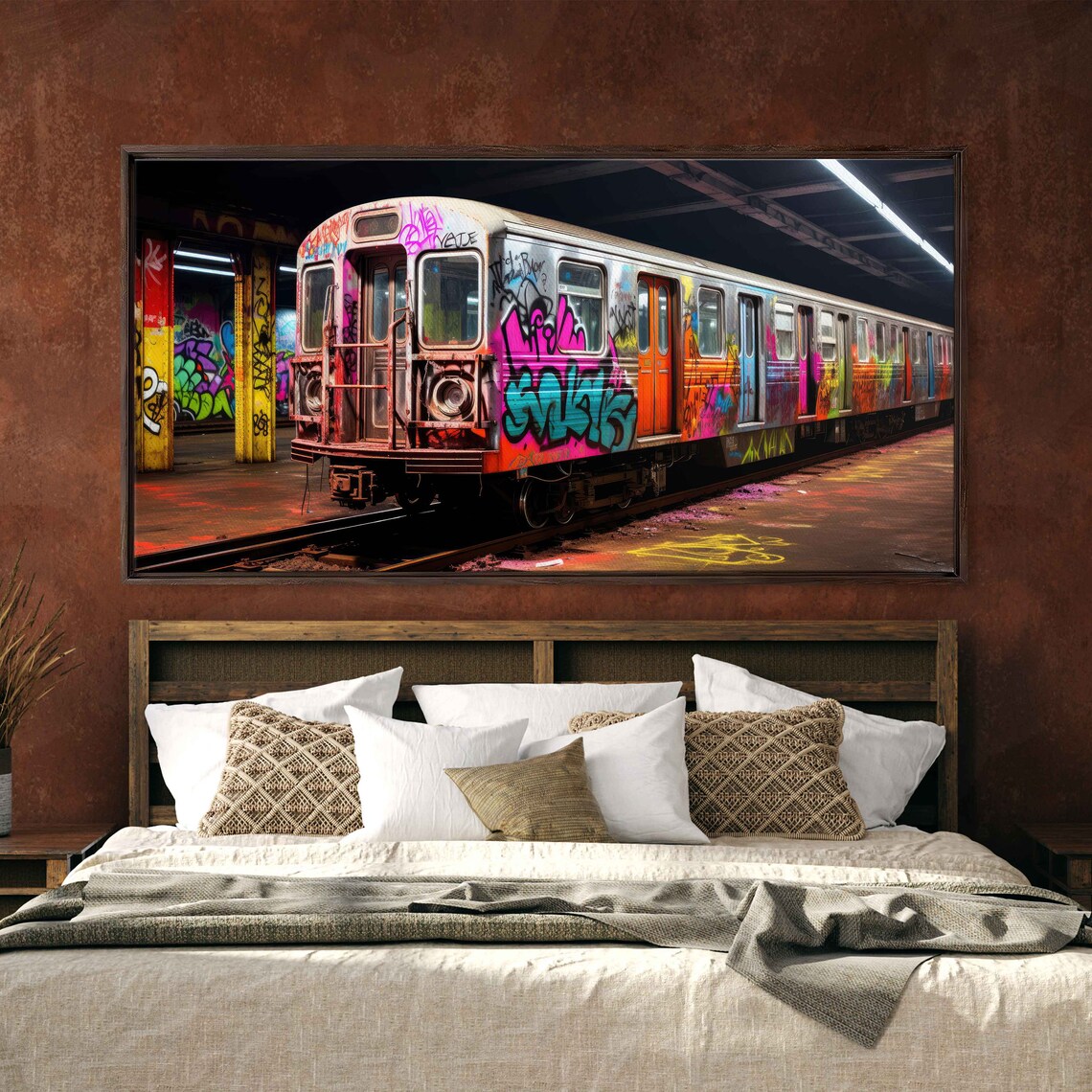 Graffiti Tagged Subway Train, Vibrant Spraypaint Art Print - Image 3