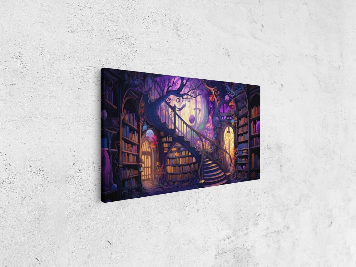 Magical Enchanted Library Tree Of Knowledge, Fantasy Art - Image 4
